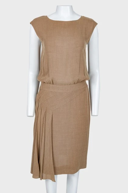 Sand-colored fitted dress