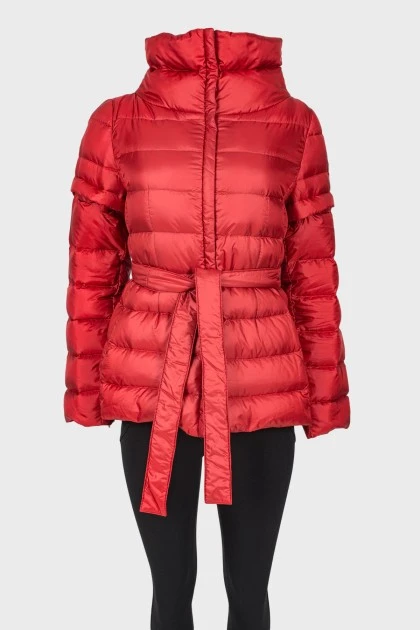 Red jacket with detachable sleeves