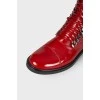 Red patent leather boots