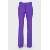 Violet flared trousers with arrow