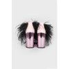 Pumps with chunky heels feathers