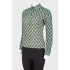 Silk shirt with geometric pattern