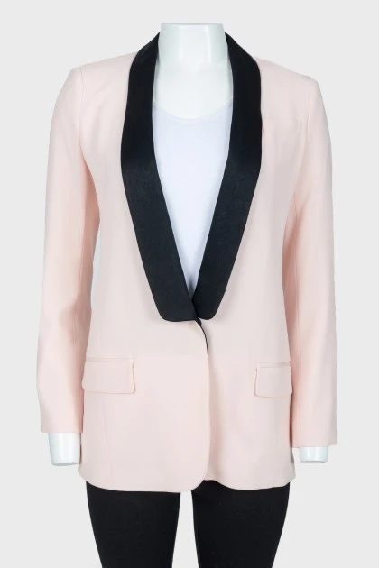 Pink jacket with black lapels