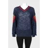 Knitted navy blue pullover