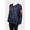 Knitted navy blue pullover