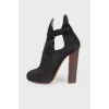Cut-out suede ankle boots