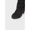 Cut-out suede ankle boots