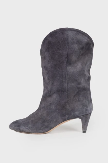 Suede ankle boots with low heels