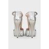 Silver stiletto sandals