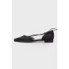 Pointed-toe suede ballet flats