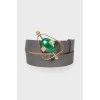 Leather belt with curly buckle