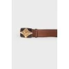 Leather belt with massive buckle