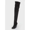 Suede wedge over the knee boots