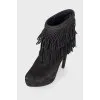 Fringed suede ankle boots