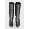 Textured leather metallic boots