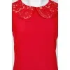 Red top with a lace collar