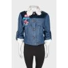 Denim jacket with lace collar